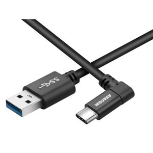 AVACOM kabel USB-USB Type-C 100cm, konektor v úhlu 90°, černý