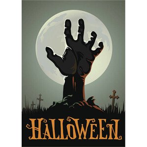 Umělecký tisk Halloween background with a zombie hand, il67, (26.7 x 40 cm)