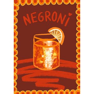 Ilustrace Cocktail Negroni, Studio Dolci, 30x40 cm