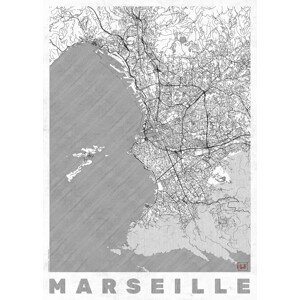 Mapa Marseille, Hubert Roguski, (30 x 40 cm)