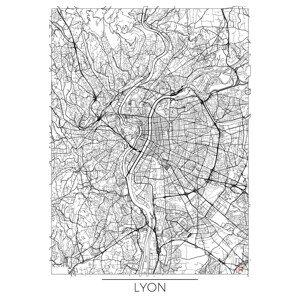 Mapa Lyon, Hubert Roguski, (30 x 40 cm)