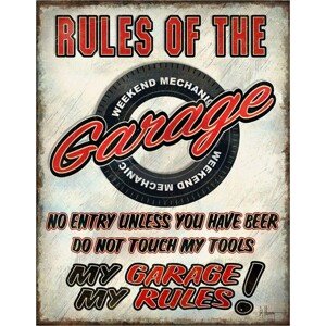 Plechová cedule Rules of the Garage, ( x  cm)