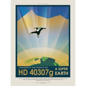 Obrazová reprodukce A Super Earth (Retro Intergalactic Space Travel) NASA, (30 x 40 cm)
