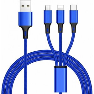 ROLINE 3 in1 USB kabel, 3 konektory USB typ C + micro USB + Lightning pro Apple, 1.2m
