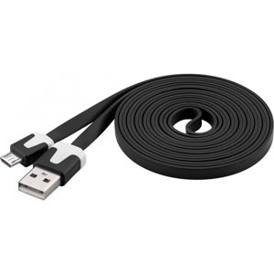 ROLINE USB kabel micro USB, A-B, 2m, plochý textilní kabel černo-bílý