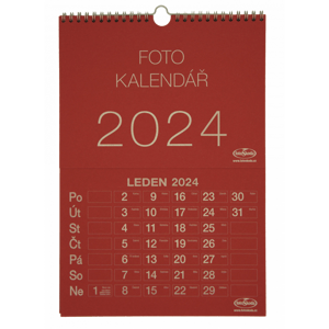 Kalendář na vlastní foto NÁSTĚNNÝ VELKÝ 2024 červený