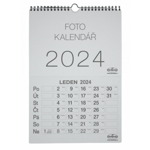 Kalendář na vlastní foto NÁSTĚNNÝ VELKÝ 2024 šedý